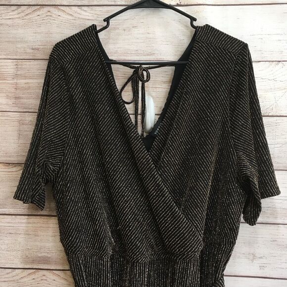 TORRID SHIMMER SURPLICE METALLIC JUMPSUIT - Picture 2 of 9